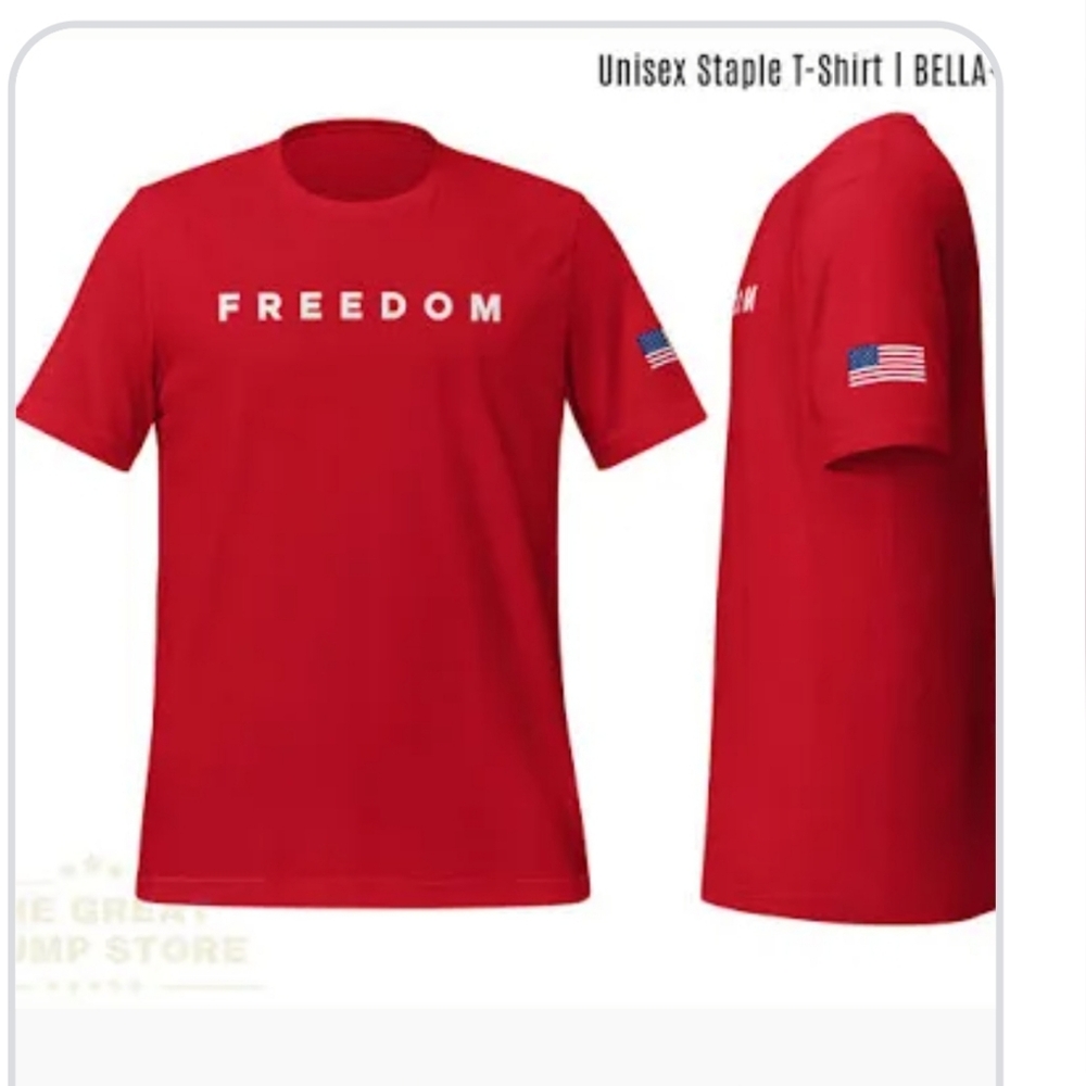 Men's (Unisex) Red Freedom Short Sleeve T-Shirt Size XL New In Package